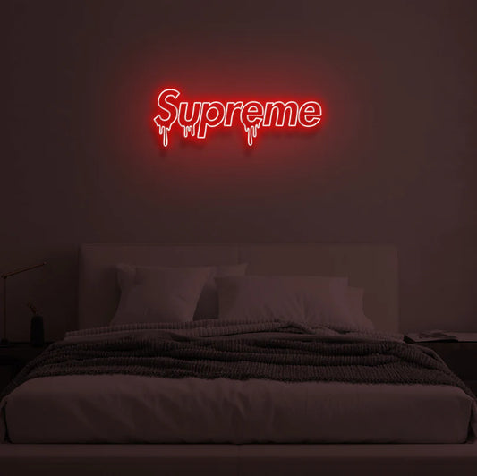 "Supreme" drip LED neon sign