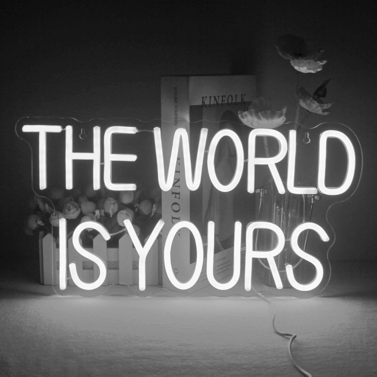El mundo es tuyo letrero de neón
