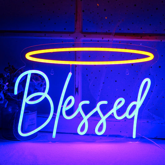 Blessed Blue LED Neon Sign