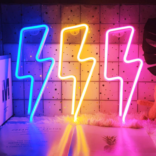 LED hogar neón en forma de relámpago neón fulminación luz USB luz decorativa decoración de pared para niños habitación de bebé fiesta de boda